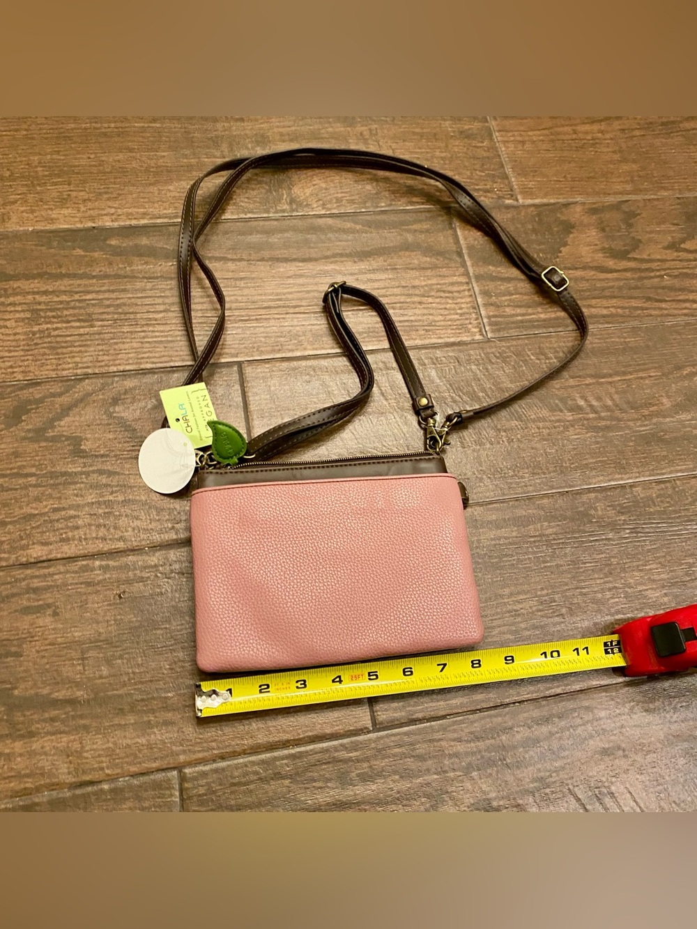 Chala Pink Floral Applique Crossbody with Brown Strap - Picture 6 of 10